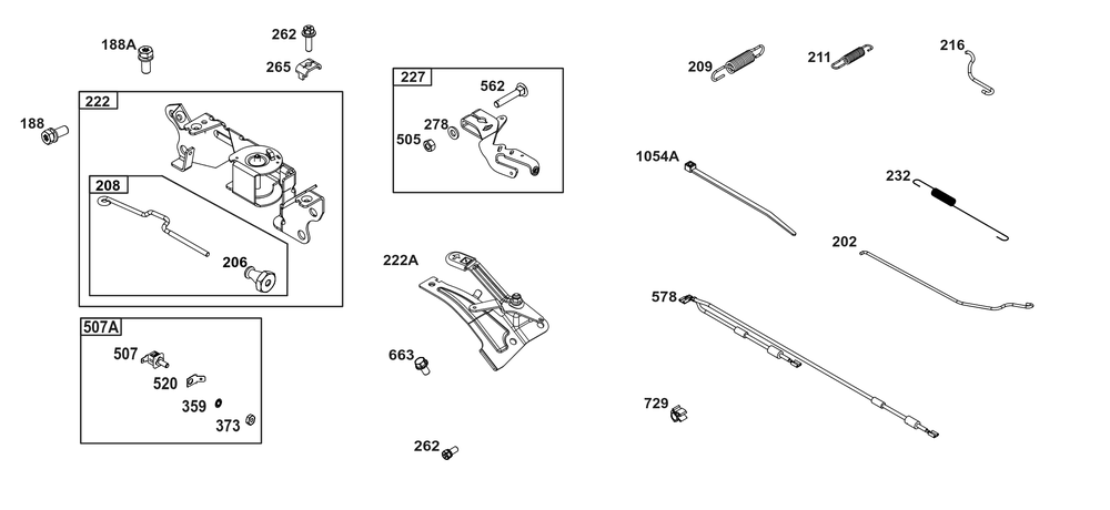 Controls Group Diagram and Parts List for 386447-0439-G1 200000 - 399999 Briggs and Stratton Engine